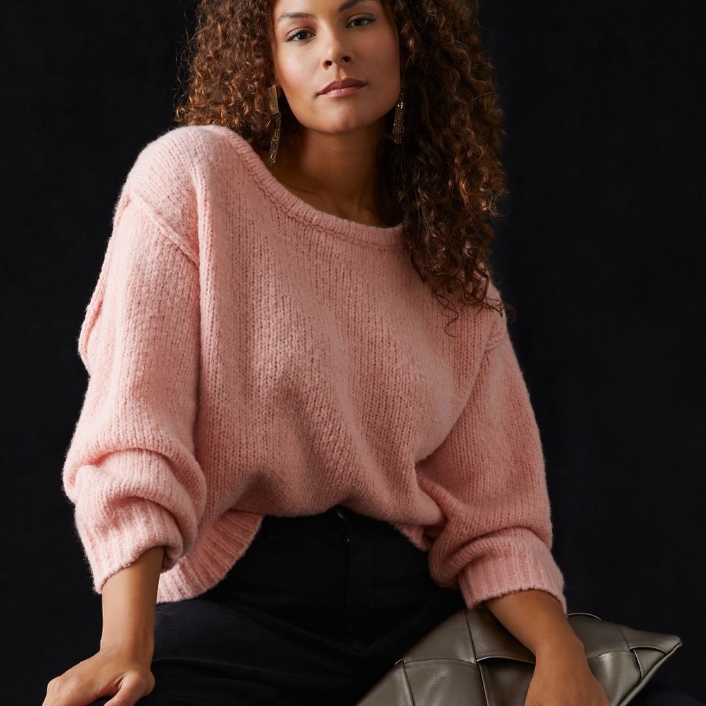 New Anthropologie Peach Sweater Sz 3x Thick Soft Fabric Easy Large Fit